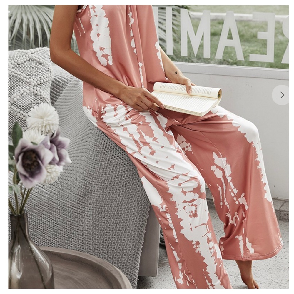 Boho Chic tie dye sleeveless wide leg jumpsuit - Picture 2 of 5